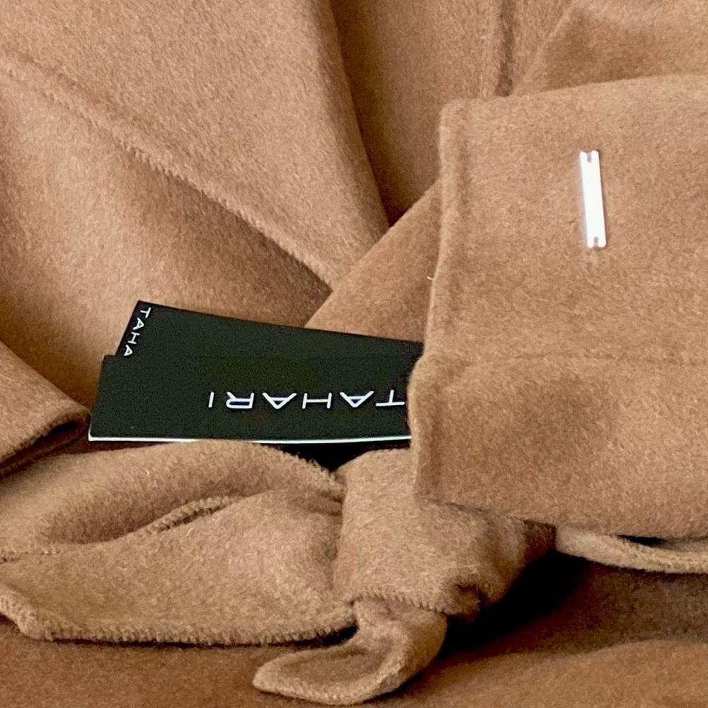 TAHARI Ella Double Face Wool Belted Coat - Camel - Picture 6 of 7